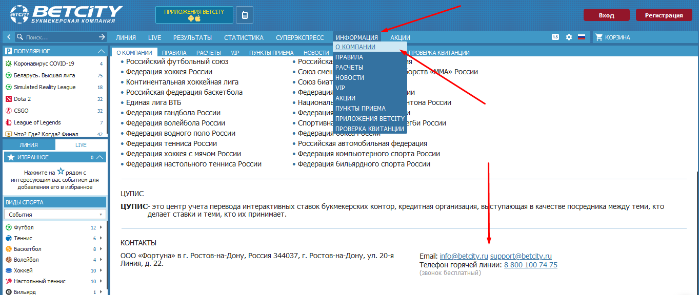 Служба поддержки БК BetCity