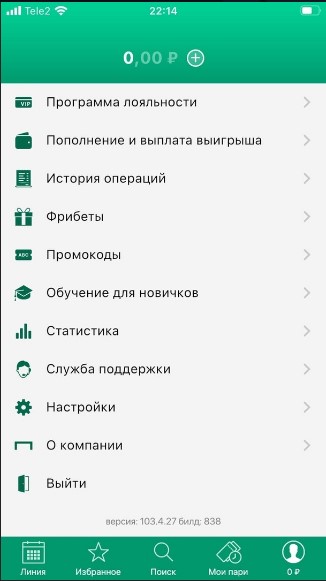 Личный кабинет в приложении